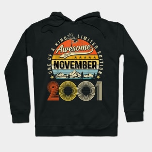 Awesome Since November 2001 Vintage 22nd Birthday Hoodie